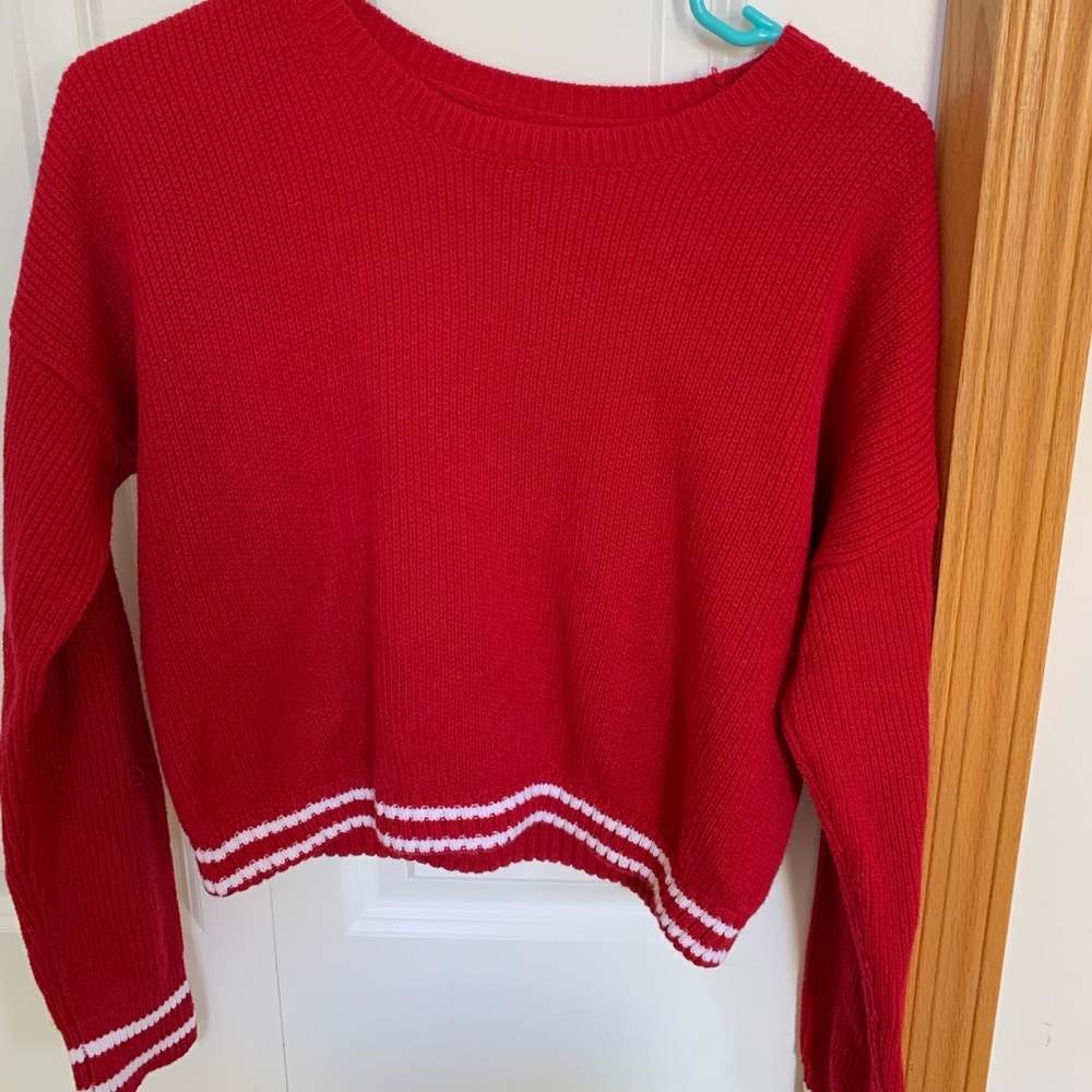 Red Hollister Crop Sweater